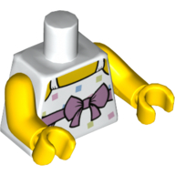 Torso Dress, Pink Bow Print, Yellow Arms and Hands Weiß