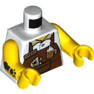 Torso Apron, Reddish Brown over White Shirt, Greased Rag, Coffee Mug, Name Tag 'Larry' Print, Yellow Arms and Hands Weiß