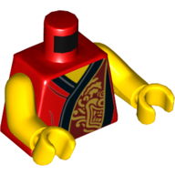 Torso Robe with Black Trim and Gold Dragon Head Print, Yellow Arms and Hands Rot