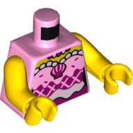 Torso Dress with Magenta Diamonds, White Curvy Belt, Magenta Sea Shell Print, Yellow Arms and Hands Leuchtrosa