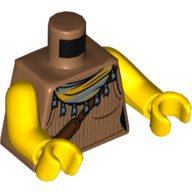 Torso Vest, Sand Blue Handkerchief, Reddish Brown Bag Strap print, Yellow Arms and Hands Medium Nougat