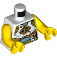 Torso Armor with Gold Trim, Medium Azure Belly, Crescent Moon Emblem Print, Yellow Arms and Hands Weiß
