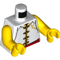 Torso Tunic with Yellow Trim, Red Sash Belt / Monkie Head Print, Yellow Arms and Hands White