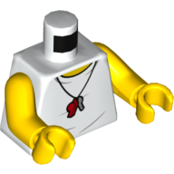 Torso Vest, Red and Silver Whistle Necklace Print, Yellow Arms and Hands in 