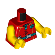 Torso Wetsuit, Dark Turquoise Belt with Buckle, Zipper, and Circle Print, Yellow Arms and Hands Rot