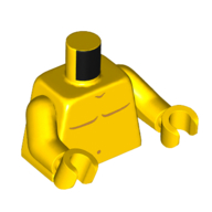 Torso Bare Chest with Dark Orange Body Lines / Duck Logo Tattoo Print, Yellow Arms and Hands Gelb