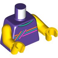 Torso, with Orange/Dark Turquoise/Dark Pink Stripes print, Yellow Arms and Hands in 