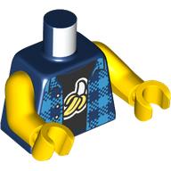 Torso, Medium Blue Checkered Jacket, Black Shirt, Peeled Banana print, Yellow Arms and Hands Dunkelblau