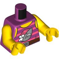 Torso, Magenta/Coral Striped Shirt, Shark print, Yellow Arms and Hands Magenta