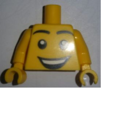 Torso with Large Smiley Face Open Mouth Grin Print, Yellow Arms and Hands Gelb