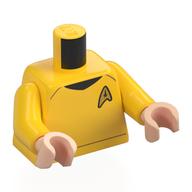 Torso, Star Fleet Uniform, Gold Badge print, Yellow Arms, Light Nougat Hands Gelb