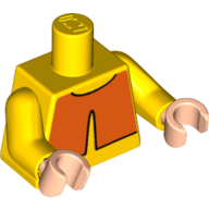Torso with Orange Overshirt Print, Yellow Arms, Light Nougat Hands Yellow