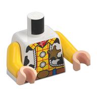 Torso Vest with Black Spots, Yellow Shirt with Red Stripes, Sheriff Badge, Belt Print, Yellow Arms, Light Nougat Hands Weiß