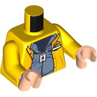 Torso Rain Coat, Sand Blue Shirt, Dark Blue Undershirt, ID Tag Print, Yellow Arms, Light Nougat Hands Gelb