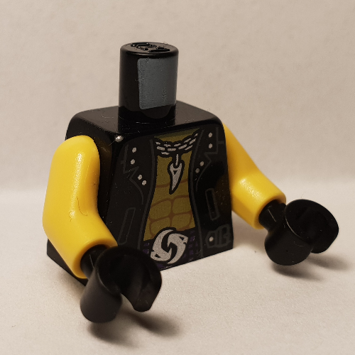 Torso Jacket, Bare Chest, White Logo on Back print, Yellow Arms, Black Hands Schwarz