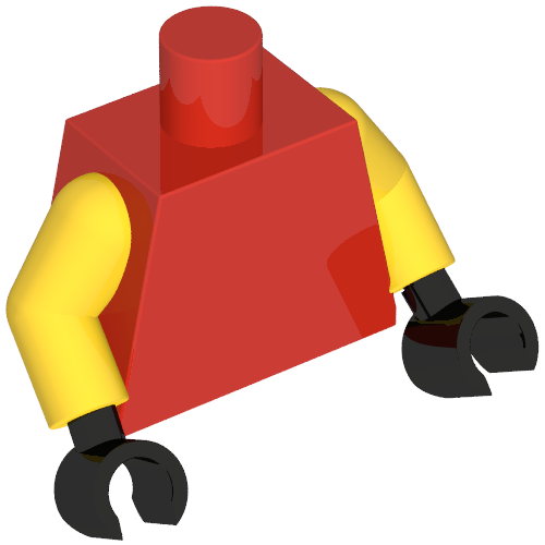 Torso, Ninja Robes, Gold/Dark Red Trim, Asian Style Symbols print, Yellow Arms, Black Hands Red