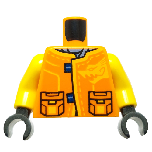 Torso, Orange Ninja Robes, Black Pockets, Dragon print, Yellow Arms, Black Hands Orange