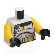 Torso, Clone Commander Armor, Black Pauldron, Yellow Markings, Yellow Items on Utility Belt print, Yellow Arms, Black Hands White