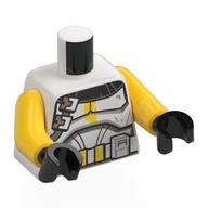 Torso, Clone Commander Armor, Black Pauldron, Yellow Markings, White Items on Utility Belt print, Yellow Arms, Black Hands White