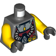 Torso Diver Two Hoses and Yellow Belt Print, Yellow Arms, Black Hands Dunkelblaugrau
