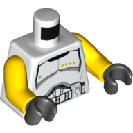 Torso Armor Clone Trooper Commander Black Belt and Four Yellow Stars Print, Yellow Arms, Black Hands White