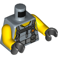 Torso Vest with Utility Belt with 2 Pouches, Yellow Neck and Shoulders Print, Yellow Arms, Black Hands Sand Blue