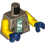 Torso, Jacker, Black Stains, Picker, Olive Green Shirt, White Logo, Dark Blue Pants print, Yellow Arms, Dark Blue Hands Dunkelbeige