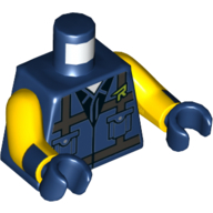 Torso Vest, Pockets, Straps, Yellow 'R' Print (Rex Dangervest), Yellow Arms with Dark Blue Cuffs Print, Dark Blue Hands Dark Blue