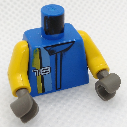 Torso Racing Jacket '18' and Yellow Stripe Print, Yellow Arms, Dark Gray Hands Blau