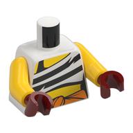 Torso, Black/White Stripes Top, Orange Sash print, Yellow Arms, Dark Red Hands Weiß