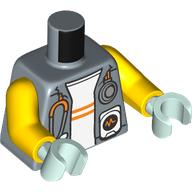 Torso, Jacket, Statoscope, White Radio, White Shirt, Orange Stripes print, Yellow Arms, Light Aqua Hands Sandblau