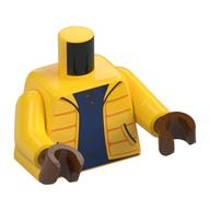Torso, Puffed Jacket, Pockets, Dark Blue Shirt print, Yellow Arms, Reddish Brown Hands Gelb