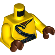 Torso Shirt with Black Collar, Shoulder Strap, and Belt Print, Yellow Arms, Reddish Brown Hands Gelb