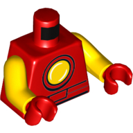 Torso Armor, Yellow Circle and Red Belt Print (Iron Man), Yellow Arms, Red Hands Rot