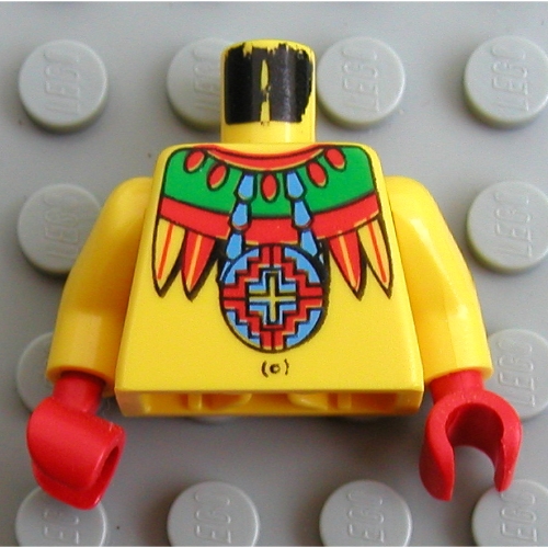 Torso Necklace, Feathers, Navel Print (Achu), Yellow Arms, Red Hands Yellow