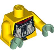 Torso Armor with White Chest Plate, and Control Panel with Wires Print (Trandoshan), Yellow Arms, Sand Green Hands Yellow