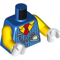 Torso, Bright Light Blue Striped Vest, Yellow Shirt, Red Tie, Pocketwatch print, Yellow Arms, White Hands Blue