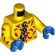 Torso Shirt with Peppers, Black Tie with Dots print, Yellow Arms with Peppers Print, Blue Hands Yellow