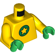 Torso Yellow Star on Green Circle Print, Yellow Arms, Green Hands Gelb