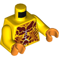 Torso Bare Chest with Dark Red Spots and Orange Patches Print, Yellow Arms, Orange Hands Gelb