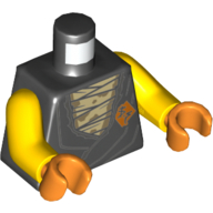 Torso Robe with Orange Emblem, Dark Tan Undershirt Print, Yellow Arms, Orange Hands Schwarz