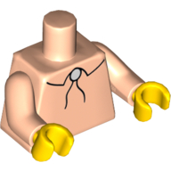 Torso Shirt with String (Bolo) Tie Print, Light Nougat Arms, Yellow Hands Hellnougat