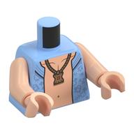 Torso, Open Shirt, Gold Pendant, Bart Light Nougat Chest print, Light Nougat Arms and Hands Bright Light Blue
