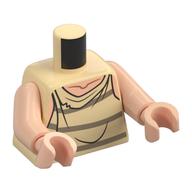 Torso Tatty Vest, Light Nougat Neck, with 3 Stripes Print (Dobby), Light Nougat Arms and Hands Beige