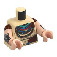 Torso, Tunic, Dark Brown/Dark Turquoise Beads, Neckerchief, Silver Armour On Arms print, Light Nougat Arms and Hands Beige