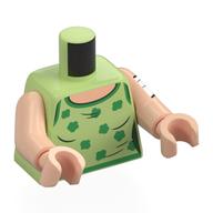 Torso, Shirt, Green Flowers, Trim, White Bandage on Arm print, Light Nougat Arms and Hands Yellowish Green