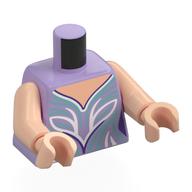 Torso, Lavender Dress, White/Sand Blue Lines print, Light Nougat Arms and Hands Lavender
