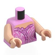 Torso Dress, Bright Pink Ruffles, Dark Purple Trim, Silver/Dark Pink Streaks print, Light Nougat Arms and Hands Leuchtrosa