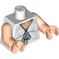 Torso V-Neck with Bow and Flower Print, Light Nougat Arms and Hands Weiß