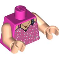 Torso Dress with Spaghetti Straps and Silver Flecks, Necklace Print, Light Nougat Arms and Hands Dark Pink